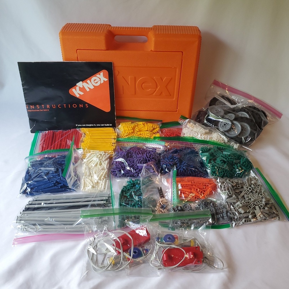 K'NEX Mixed Lot With Orange Case, Power Packs, Wheels, Instructions + More READ